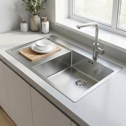 Pure.Sink Comfort RVS spoelbak met afdruipgedeelte 86x52 cm Tapwing rechts PCM5086RT-02